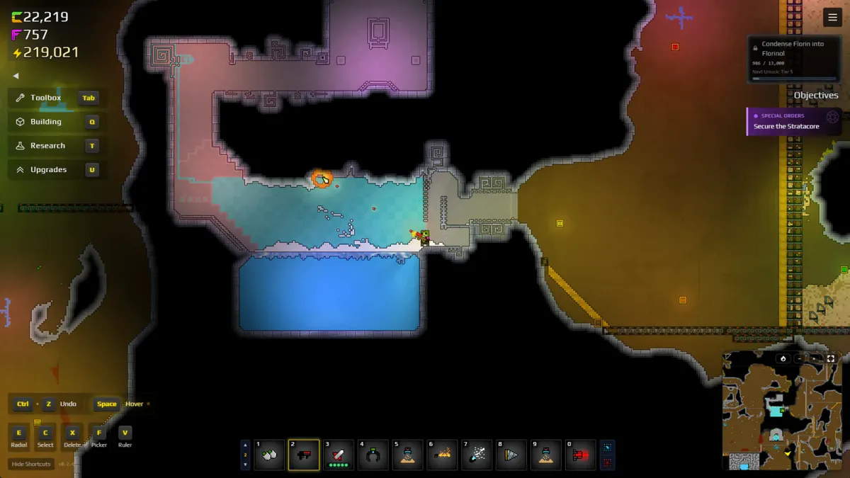 A Sandustry underground chamber containing water and an ice-making structure